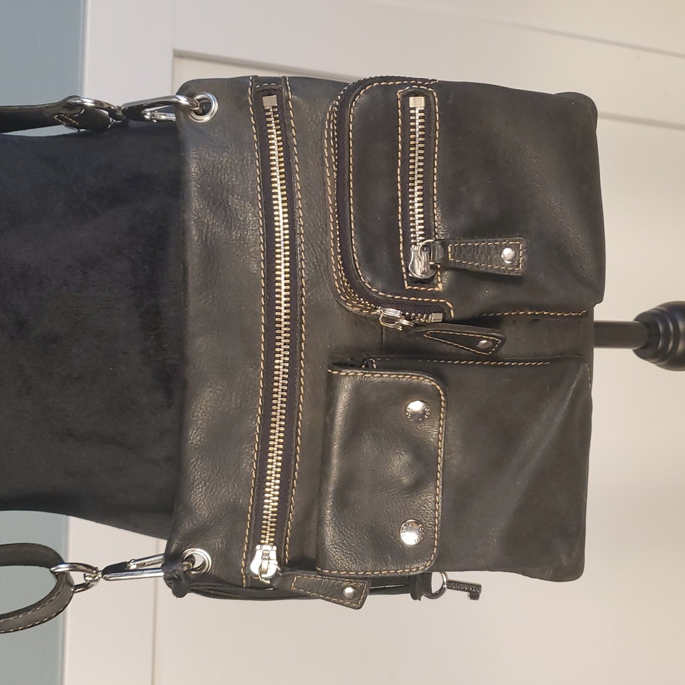 Fossil Sutton Black Leather Crossbody Bag
